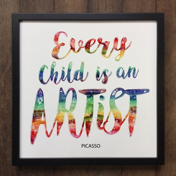 Every Child Is An Artist PICASSO print Framed Art Print ART85