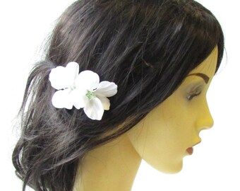 2 x White Hibiscus Flower Hair Pins Clips Tropical Beach Bridal Hawaiian 1563