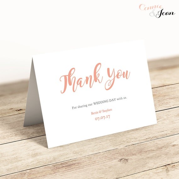 Thank you card folded printable thank you card template