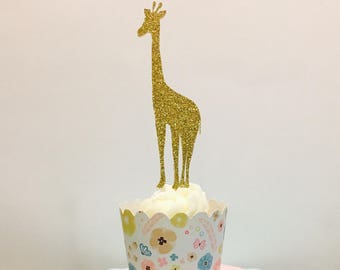 12ct Giraffe cupcake topper, Zoo cupckar topper, Animal cupcake toppers, Safari cupcake toppers