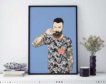 Poster illustration tattooed man - A4 - A3