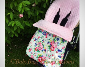 Custom cath kidston footmuff cosytoes for bugaboo Cameleon 1,2,3, Donkey, Buffalo Cath Kidston Spray Flowers fabric pink Minky dimple