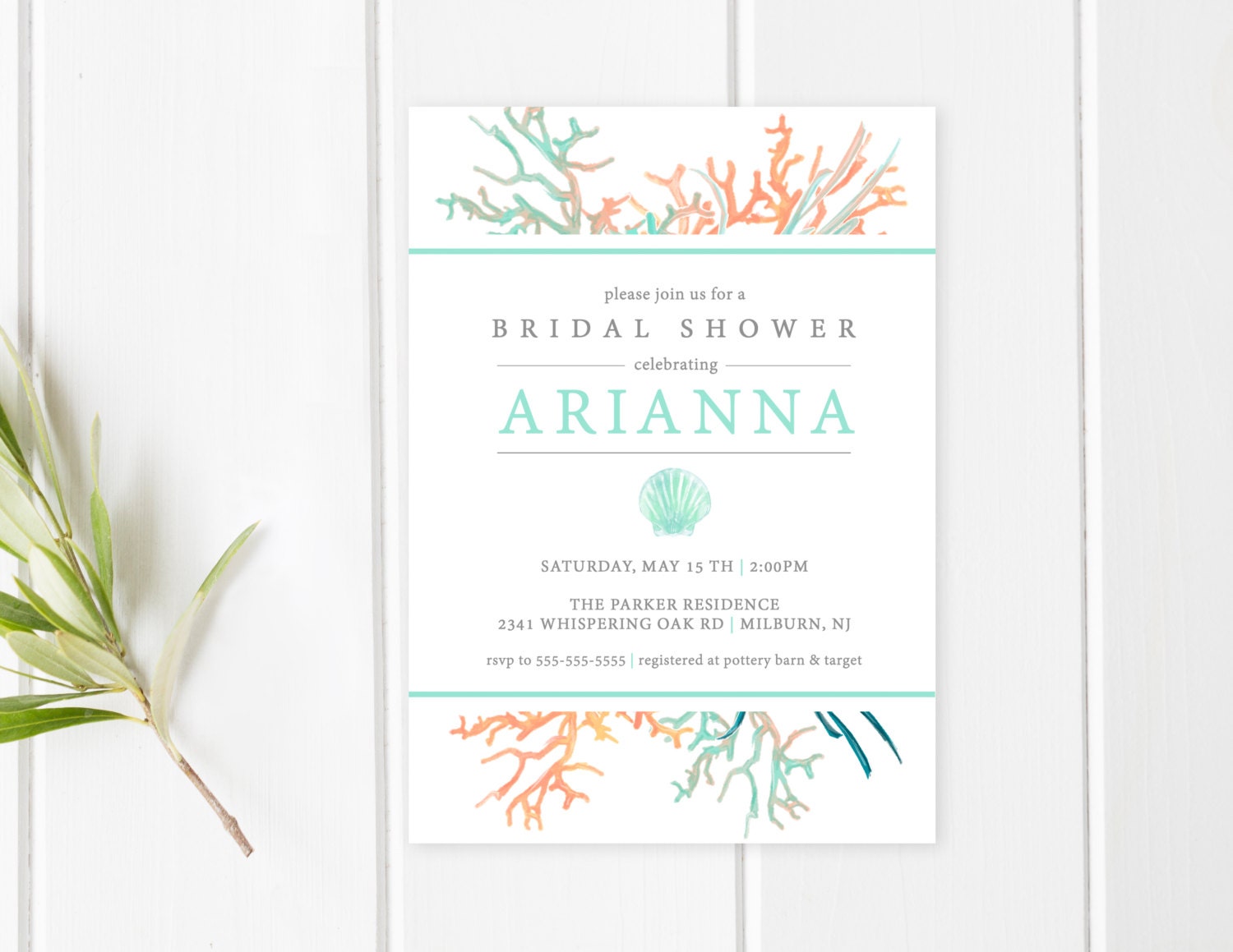 Bridal Shower Invitation Summer Bridal Shower Invitation