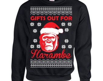 Gifts Out for Harambe Christmas Ugly Sweater Design Unsex Crew Sweatshirt 1553