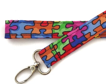 Autism Lanyard and Badge Reel - Support Autism - Cotton Lanyard - Badge Holder - Neck Lanyard - ID Badge Holder - 1/2" Lanyard