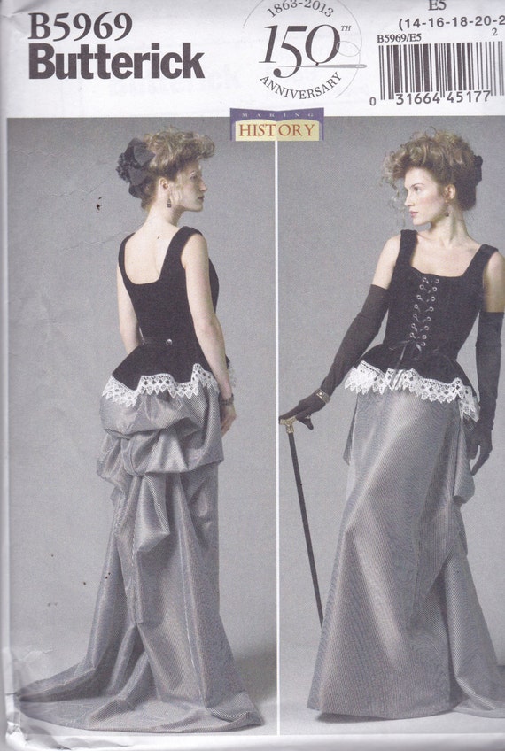 Butterick 5969 Womens Victorian Corset and Long Bustle Skirt Size 14,16,18,20,22 UNCUT by PlusPatternParadise steampunk buy now online