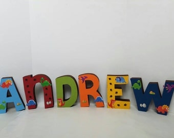Dinosaur wood name letters - PRICE PER LETTER - dinosaur name - dinosaur decor - dinosaur dinosaur letters - dinosaur party decor
