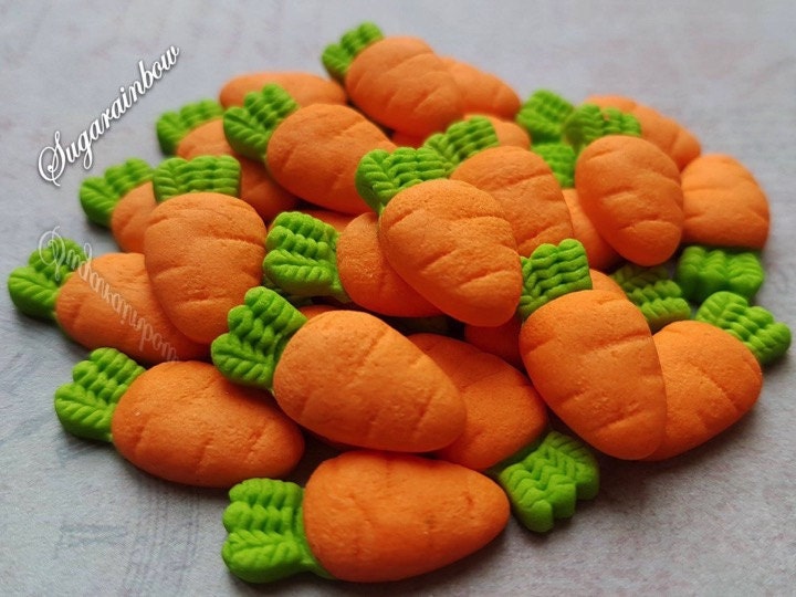 25 Edible Sugar Carrots Ve Ables Decorations For Cake