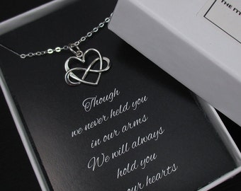 Miscarriage Necklace, Infinity Heart Necklace, Loss of a Child, Infant Loss Jewelry, Sympathy Card, Sterling Silver