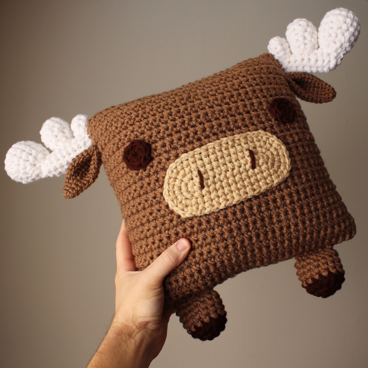 Crochet Animal Pillow Crochet Moose Moose Pillow Woodland