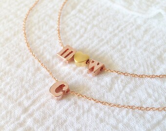 Rose Gold Initial Charm Bracelet, Dainty Initial Charm Bracelet, Personalized Gift, Bridesmaid Gift Cheap - BIBR