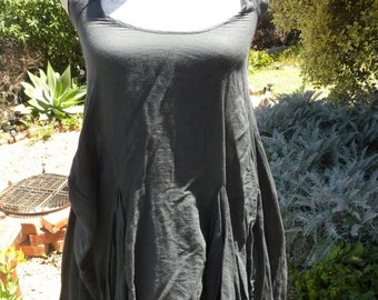 Beautiful grey kaki skater, parachute dress, size uk 12 usa 10, hippie boho, cotton