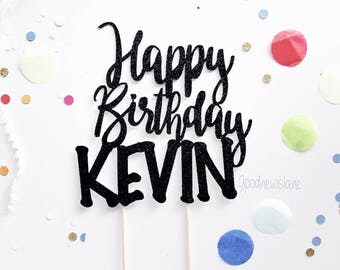 Custom Name Happy Birthday Cake Topper, Center piece decor, Happy Birthday Decor