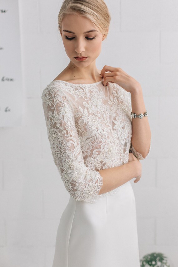 Bridal Separates Top Wedding Top Lace Top Beaded Wedding