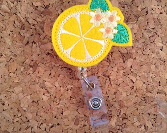 LEMON Badge Reel | Fruit ID Badge Reel | Felt Badge Reel | Retractable ID Name Holder | Nurse Badge Reel | Teacher Gift | 774