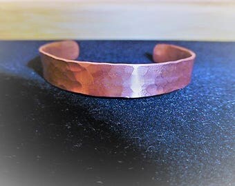 Small Wrist Cuff Copper Textured Bracelet