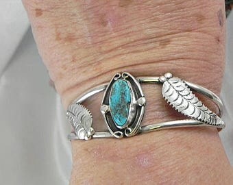 Native American Turquoise Sterling Cuff Bracelet