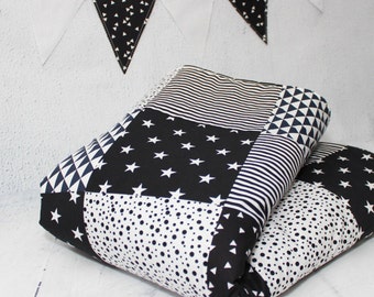 Baby Quilts Handmade, Baby gym, Monochrome Nursery, Play Mat Baby, Montessori, Black, White Baby Blanket, Baby Gift