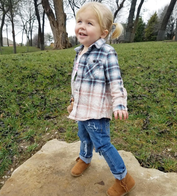 SALE 4T Distressed Flannel Shirt // Toddler Girls Vintage