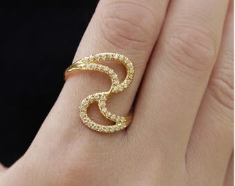 Black Diamond Ring, Diamonds ring, Yin and Yang 14K Gold Ring, Halo Diamond ring, Anniversary ring, Multi-stone Women's Engagement Ring,1196