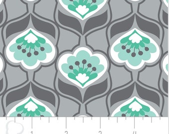 1/2 verge, ou 1/2 mètre, Flannel, lavishmint, gray, mint, many yards will be cut as one continuous piece, 100% Cotton