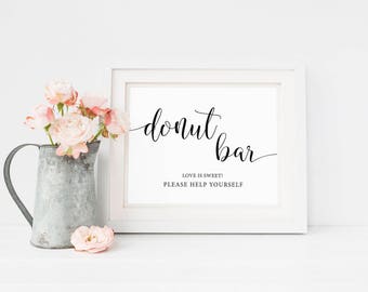 Donut Bar Sign, Wedding Donuts Sign, Donut Bar Printable, Dessert Table Sign, Wedding Reception Signs, Wedding Favor Sign, Instant Download