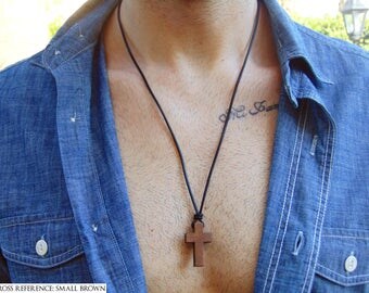 Mens Cross Necklace,Mens Wooden Cross Necklace,Surfer Necklace,Christian jewelry,Mens Ajustable Necklace,Mens Necklace,Cross Necklace