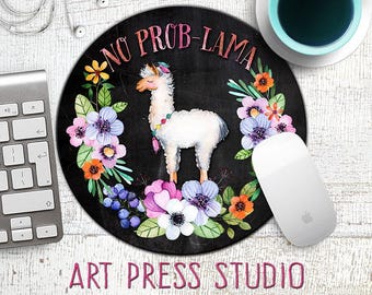 No Prob-Lama Mousepad, Llama Mouse Pad, Chalk Llama Mousepad, Funny Mousepad, Gift for Co-Worker, Funny Gifts, Mouse Mat, Alpaca, Lama