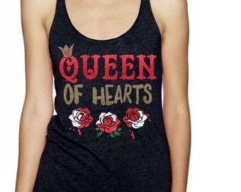 Queen of Hearts Glitter Shirt - Alice in Wonderland Shirt - Valentine Shirt