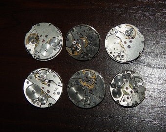 Set of 6 Vintage watch movements, Lot, Steampunk supplies, Steampunk parts #et 581