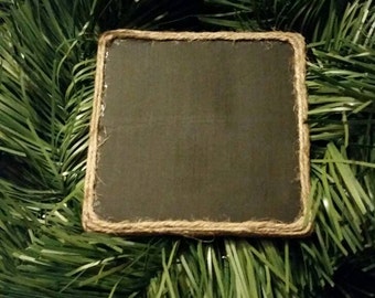 Chalkboard Coasters; Set of Four Chalkboard Coasters Wrapped in Jute; Chalkboard Painted Coasters; Jute Wrapped Coasters