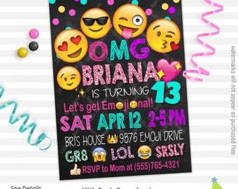 Emoji Birthday Invitation | Emoji Party Invitation | Let's Get Emojional | Emoji | Digital Print-at-Home | Design 17010