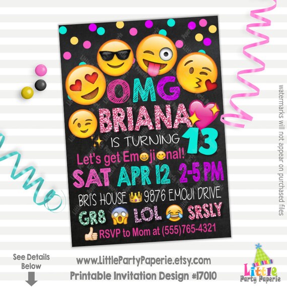 Emoji Birthday Invitation | Emoji Party Invitation | Let's Get ...