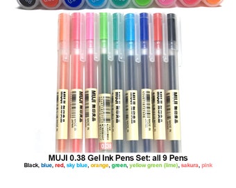 MUJI 0.38 Gel Ink Pen Set: 9 Colors