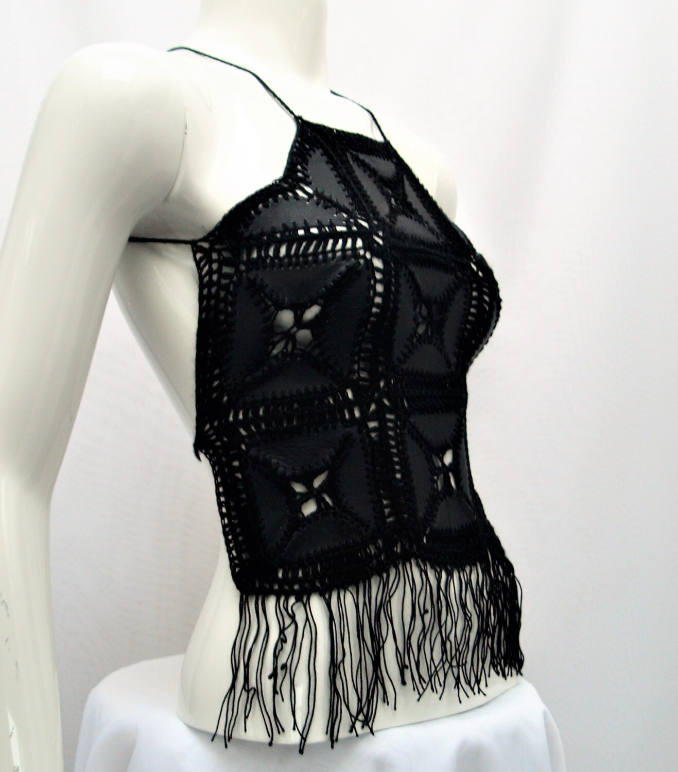 Leather Halter Top Native American Indian by RezahDesignStudio