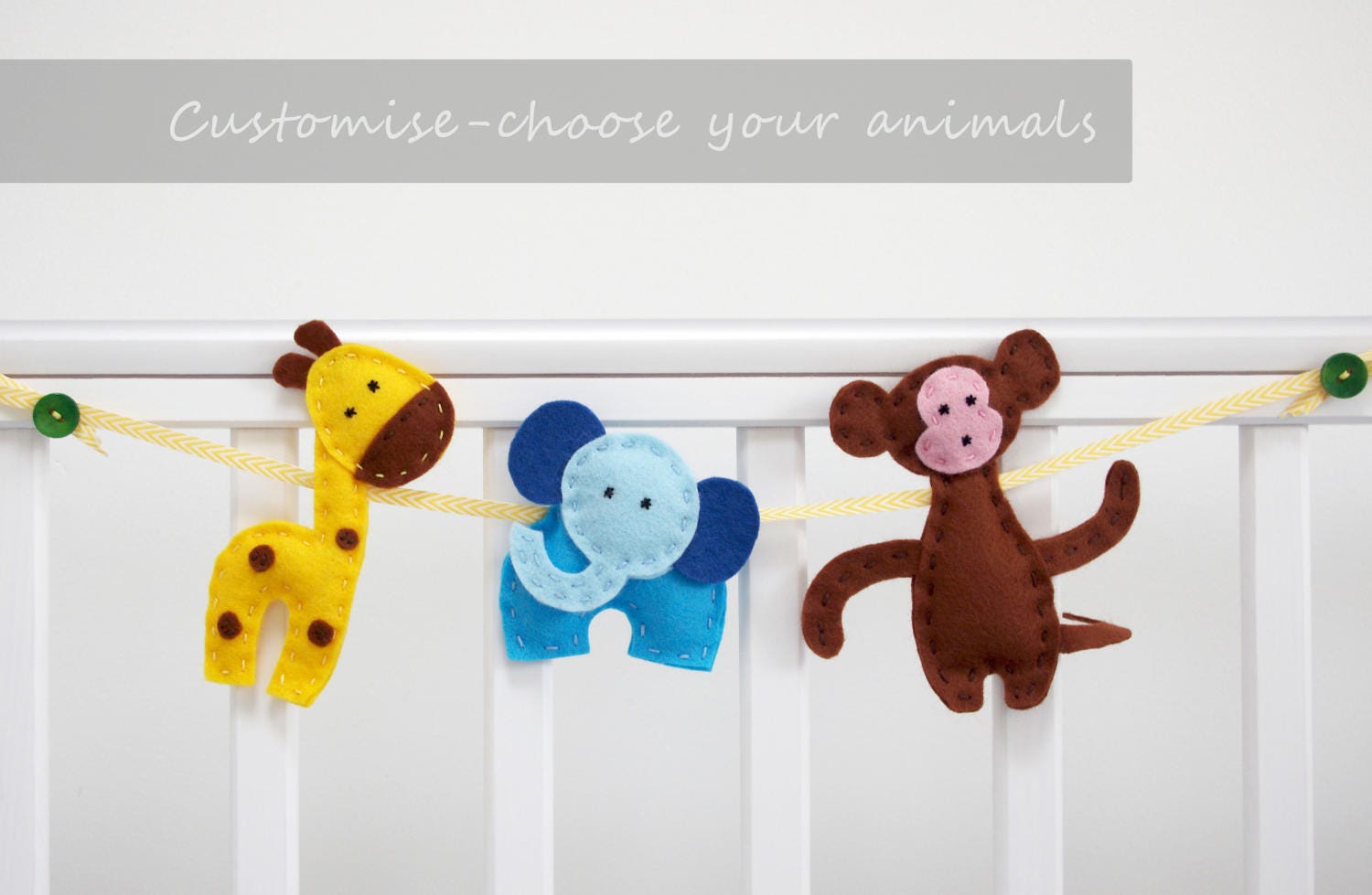 Jungle Animal CUSTOM Garland Felt Animals Nursery Wall