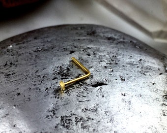Flat Nose Stud, Gold Nose Stud, Flat Nose Ring, L Shaped Nose Ring, Flat Gold Nose Ring, Tiny Nose Stud, Nose Ring, Nose Stud
