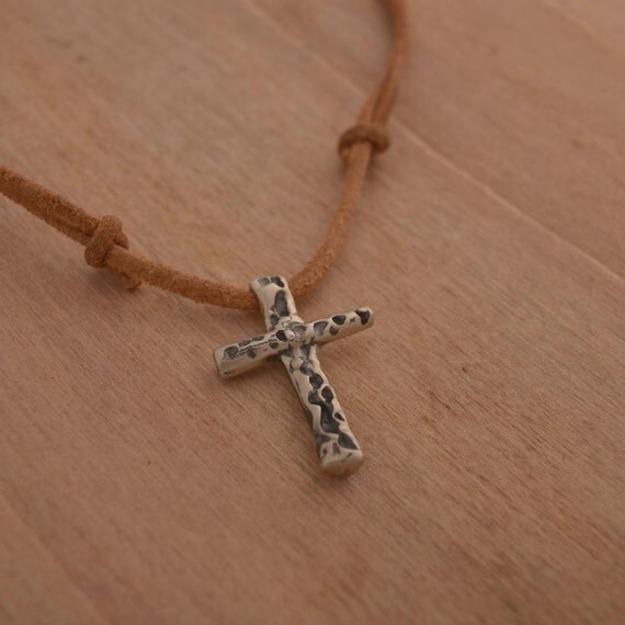 Unique Mens Cross Necklace Sterling Silver Cross Pendant on