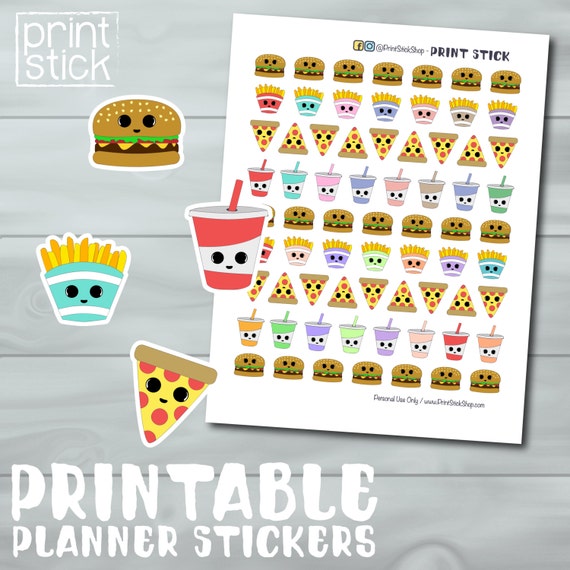 Kawaii Fast Food Planner Stickers PRINTABLE Perfect for Erin