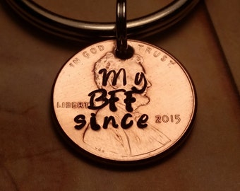 Best Friend Gift/BFF gift/lucky penny gift/penny/lucky penny/custom penny/personalized gift/best friend/cheap gifts/affordable gift/keychain