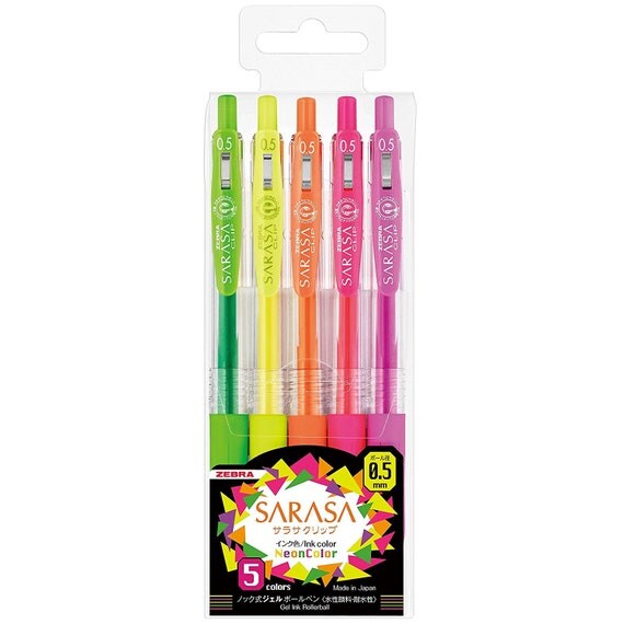 zebra sarasa clip gel ballpoint pen neon colors set of 5 zebra sarasa clip gel ballpoint pen neon colors set of 5