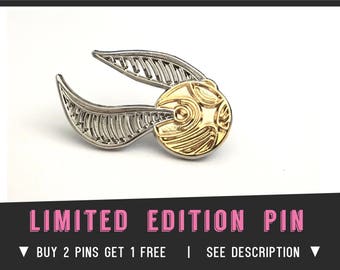 GOLDEN SNITCH PIN Enamel Lapel Pin Harry Potter Fantastic beasts Quidditch Gryffindor Slytherin Badge Pins Costume Hermione Ron Gold plated