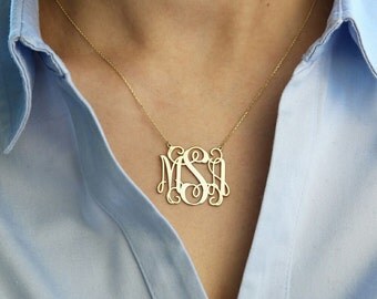 Personalized Monogram Necklace-Personalized Necklace-Personalized Monogram Jewelry-Personalized Jewelry-Personalized Gold Necklace