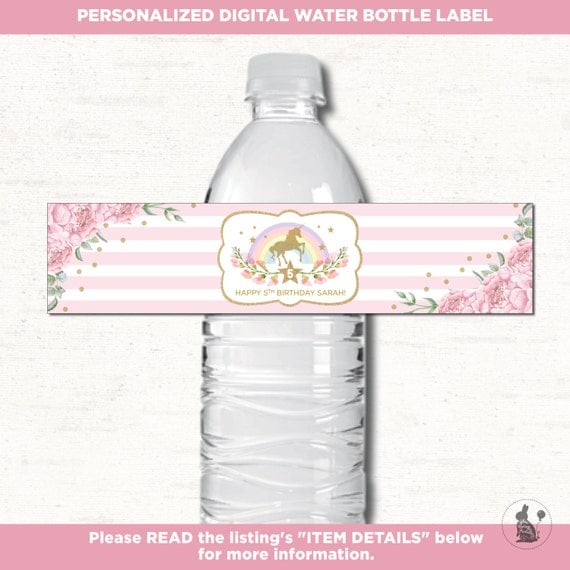 unicorn water bottle labels unicorn birthday favors rainbow unicorn
