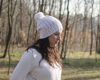 Lace crochet Hat-mod. "Snowdrops" off white