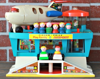 Fisher-Price airport 1972, 70's Fisher-Price toys, Fisher-Price figurine, Fisher-Price plane, Fisher-Price #996, kids gift, Christmas gift
