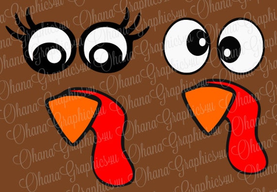 Download Cute Girl / Boy Turkey Faces for Thanksgiving Shirts SVG