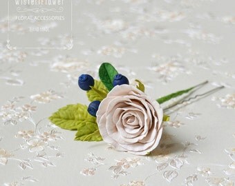 Floral Hair pin Flower Pastel wedding headpiece Bohemian wedding accessories Berry Rose Spring wedding Gift for her Cream wedding Romantic