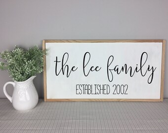 Established Family Name Sign | Custom Wooden Family Sign | Wooden Signs for Home | Wedding Gift | Personalized Family Sign