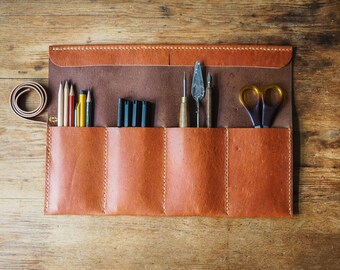 Leather Brush Roll Personalized Brush Case Leather Artist